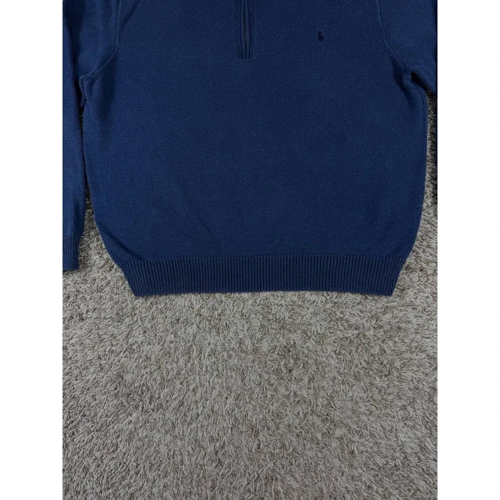 Polo Ralph Lauren Men's XXL Navy Blue 1/4 Zip Cotton Knit Sweater Pony Logo